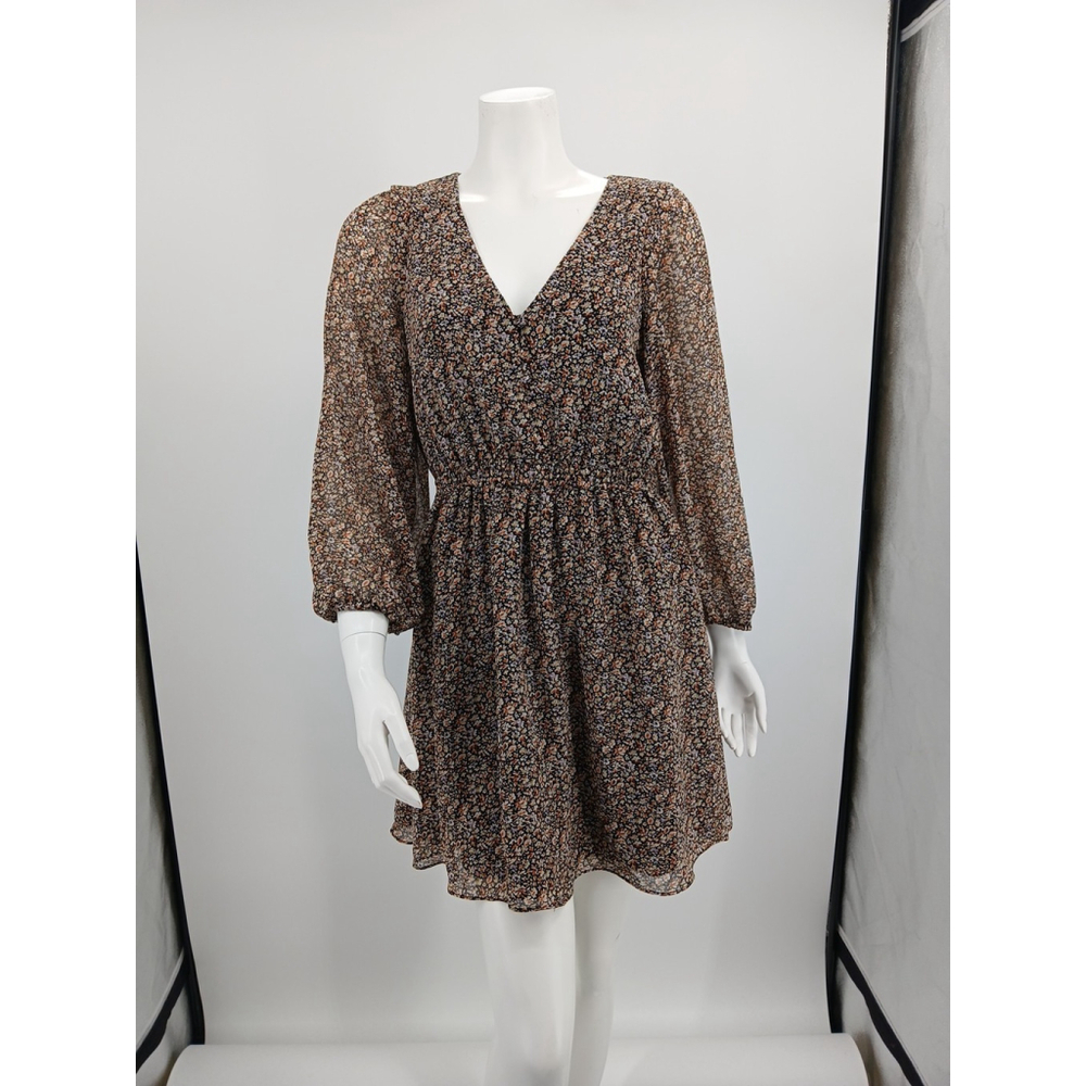 Madewell (Re)sourced Mini Dress Women’s Small Ditsy Print Georgette Button-Front